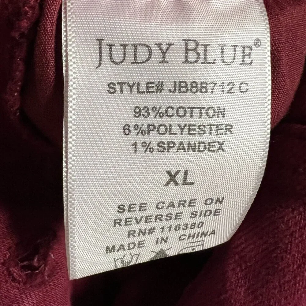 Judy Blue High Waist Bib Overalls Jeans Womens Extra Large Red‎ Boyfriend Cuff